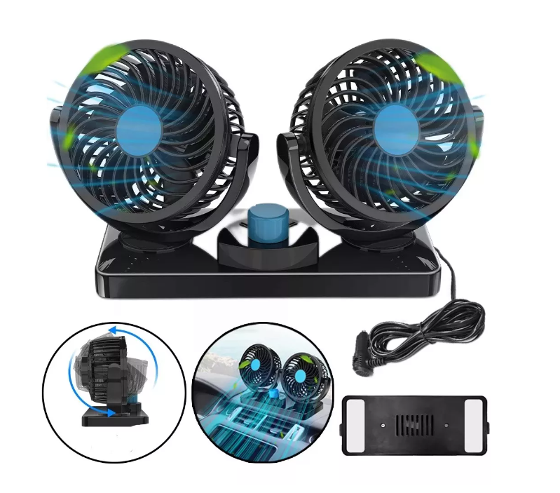 Ventilador Doble Portátil para Automóviles con 2 Velocidades Potentes